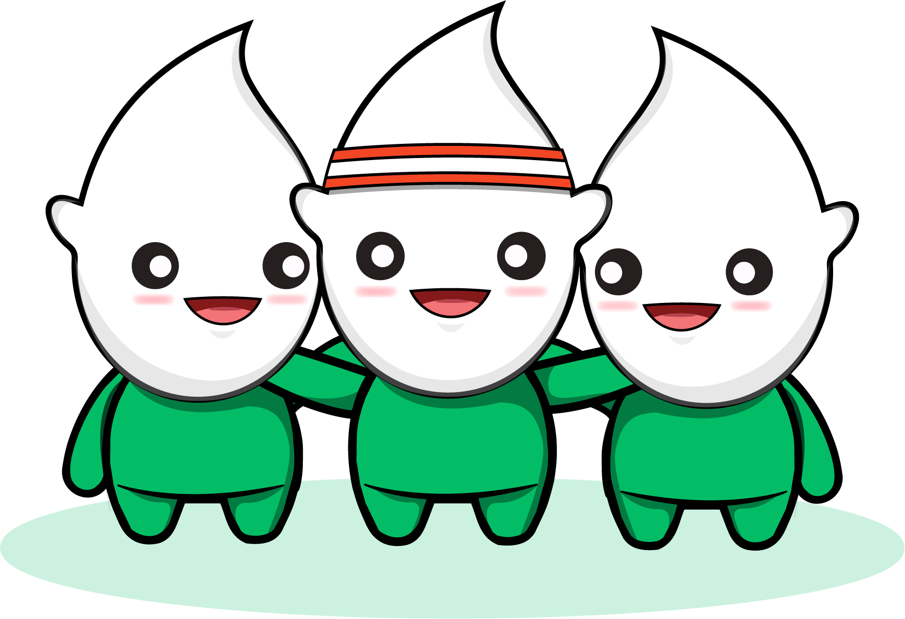 Flakex mascots representing community spirit in sports activities. Three cheerful characters, with the middle mascot wearing a headband, symbolize unity and enthusiasm in sports through the Flakex app